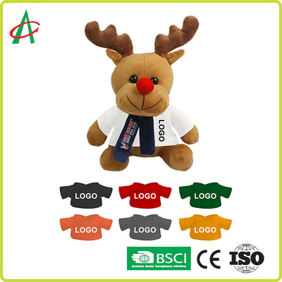 CPSC 20cm 높은 빨간 코 순록 t-셔츠와 스카프로 박제 동물